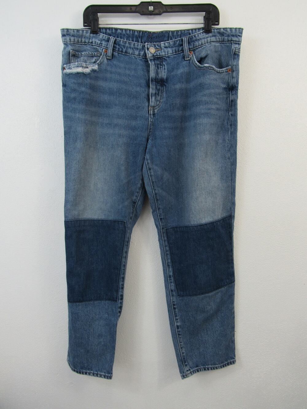 Lucky Brand Sienna Slim Boyfriend Patched Jeans 14 / 32 Blue Jean Denim
